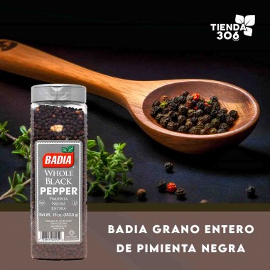 Badia Grano Entero de Pimienta Negra - Whole Black Pepper Gluten Free 16 oz (453.6 g) D1365 BADIA