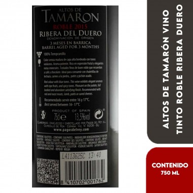 Altos de Tamarón Vino Tinto Roble Ribera Duero 750 ml L1044 Altos de Tamarón