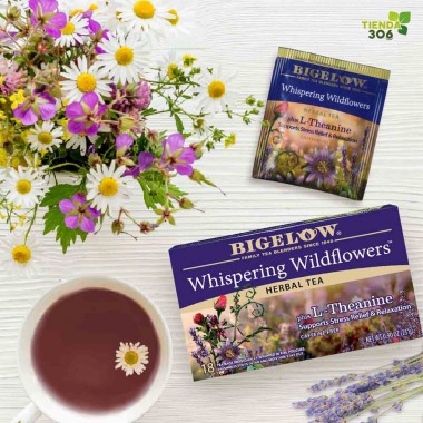 Bigelow Té Herbal Caffeine Free Whispering Wildflowers Plus L-Theanine 18 Bolsitas 0.90 oz (25 g) T2169 BIGELOW