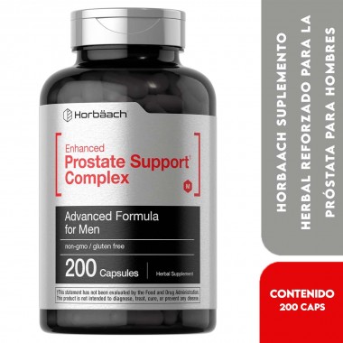 Horbaach Suplemento Herbal Reforzado para la Próstata para Hombres Sin OGM Libre de Gluten 200 Cápsulas V3526 Horbaach