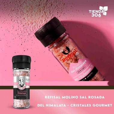 Refisal Molino Sal Rosada del Himalaya - Cristales Gourmet Alimento Granulado Salino 110 g (3.88 oz) D1374 REFISAL