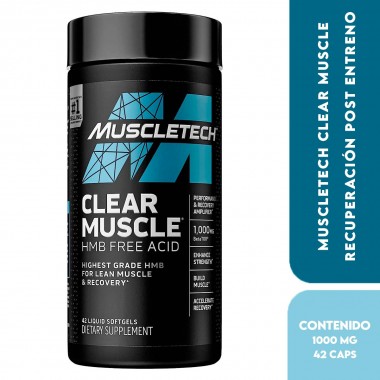 Muscletech Clear Muscle Recuperación Post Entreno Constructor de Musculo para Hombre y Mujer 1000 mg 42 Cápsulas Blandas V351...