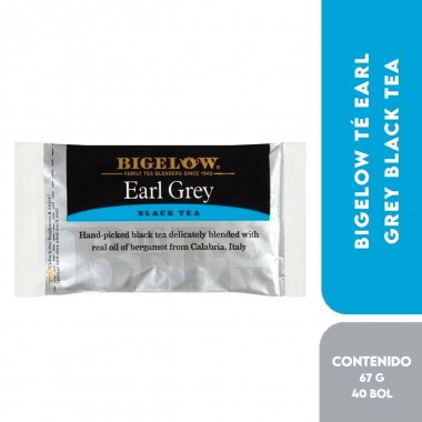 Bigelow Té Earl Grey Black Tea - Té Negro Mezclado con Aceite de Bergamota de Calabria, Italia 40 Bolsitas 67g (2.37 oz) T206...