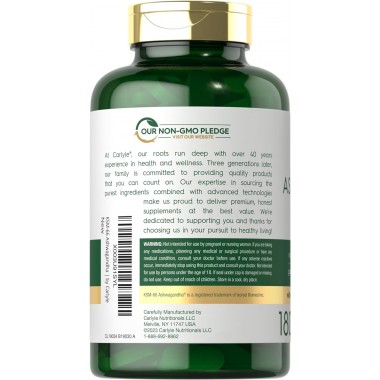 Carlyle KSM-66 Raíz de Ashwagandha con Extracto de L-Teanina 600 mg por Servicio 180 Cápsulas Comprimidas V3528 CARLYLE