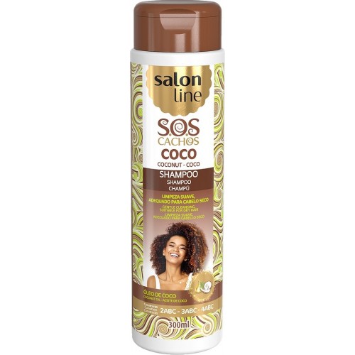 Salon Line S.O.S. Cachos Shampoo Coco - Óleo de Coco - Aceite de Coco Limpieza Suave 300 ml C1349 Salon line