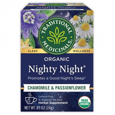 Traditional Medicinals Organic Té Herbal Nighty Night Promueve Buenas Noches de Sueño, Libre de Cafeína 16 Bolsitas 85 oz (24...