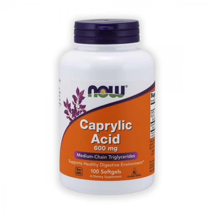 Now Acido Caprilico 600 mg 100 Cápsulas V3042 Now Nutrition for Optimal Wellness