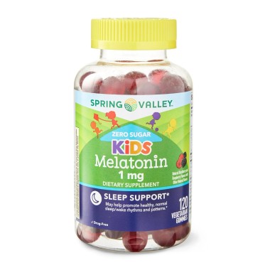 Spring Valley Gomitas de Melatonina para Niños - Soporte de Sueño Sabor Frambuesa y Mora 1 mg - 120 Gomitas V3535 SPRING VALLEY