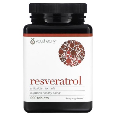 Youtheory Resveratrol Formula Antioxidante - Soporte para un Envejecimiento Saludable - 290 Tabletas V3536 Youtheory