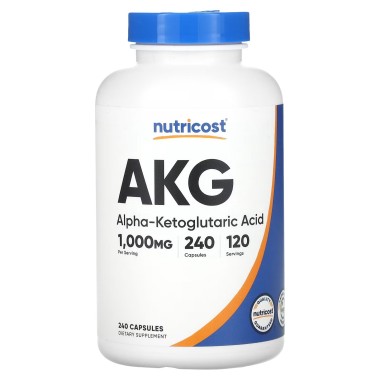 Nutricost AKG (Ácido Alfa Ketoglutárico) Soporte de Energia - 1,000 mg - 240 Cápsulas V3540 Nutricost