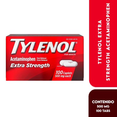 Tylenol Extra Strength Acetaminophen - Extra Fuerte Reduce el Dolor y Temporalmente la Fiebre, 500 mg 100 Tabletas V3520 TYLENOL