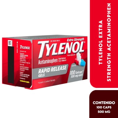 Tylenol Extra Strength Acetaminophen - Extra Fuerte Reduce el Dolor 100 Cápsulas en Gel de Rápida Liberación V3521 TYLENOL