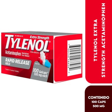 Tylenol Extra Strength Acetaminophen - Extra Fuerte Reduce el Dolor 100 Cápsulas en Gel de Rápida Liberación V3521 TYLENOL