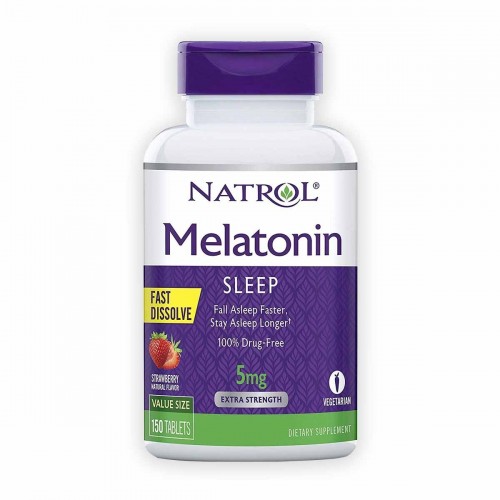 Natrol Melatonin Sueño Prolongado Sabor a Fresa 5 mg 150 Tabletas V3071 Natrol