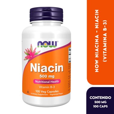 Now Niacina - Niacin (Vitamina B-3) 500 mg Vitamina Esencial del Grupo B* Salud Nutricional 100 Cápsulas Vegetales V3026 Now ...