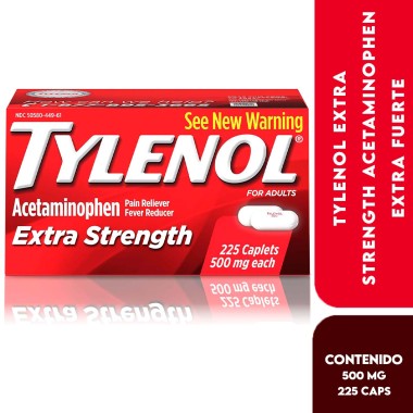 Tylenol Extra Strength Acetaminophen - Extra Fuerte Reduce el Dolor y Temporalmente la Fiebre, 500 mg 225 Tabletas V3311 TYLENOL