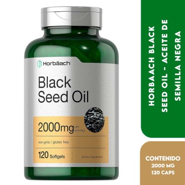Horbaach Black Seed Oil - Aceite de Semilla Negra sin GMO Libre de Glúten Nigella Sativa 2000 mg - 120 Cápsulas Blándas V3530...