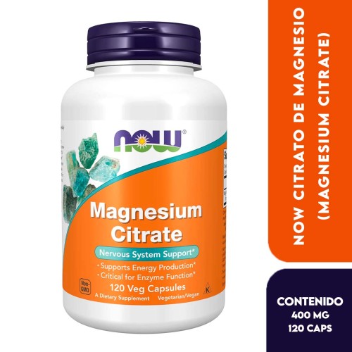 Now Citrato de Magnesio (Magnesium Citrate) Soporte Sistema Nervioso, la Producción de Energía 400 mg 120 Cápsulas V3301 Now ...