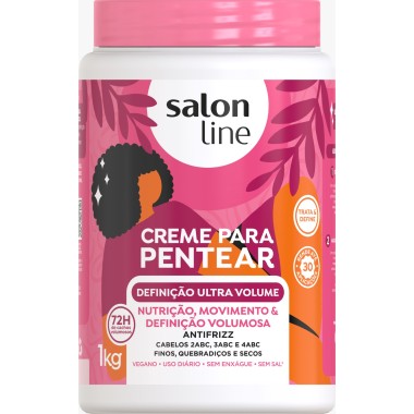Salon Line Crema para Peinar Definición Ultra Volumen y Movimiento, Antifrizz 1 kg C1363 Salon line