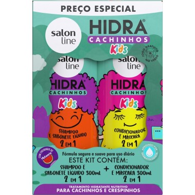 Salon Line Kids Set 2 Piezas Hidra Cachinhos Kids Shampoo y Acondicionador Formula 2 en 1 - 300 ml C1369 Salon line